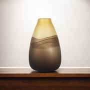 11" Yellow Abstract Cylinder Crystal Glass Table Vase-Vases-DECOROLALA