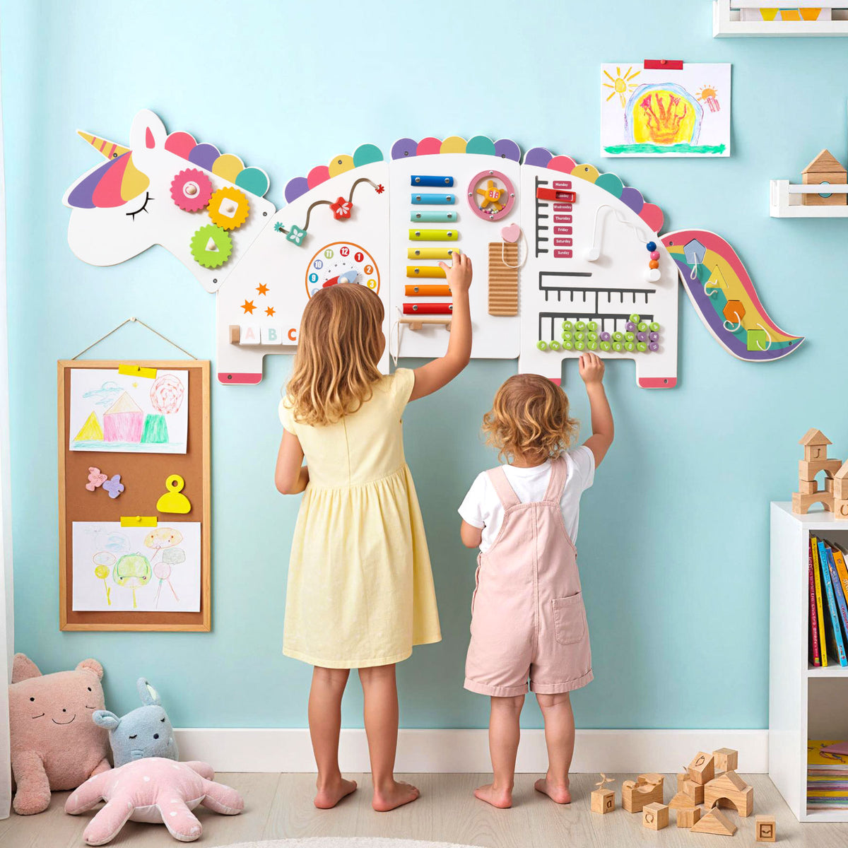 11-in-1 Dinosaur Montessori Wall Busy Board - Wooden Sensory Toy-Educational Toys-DECOROLALA