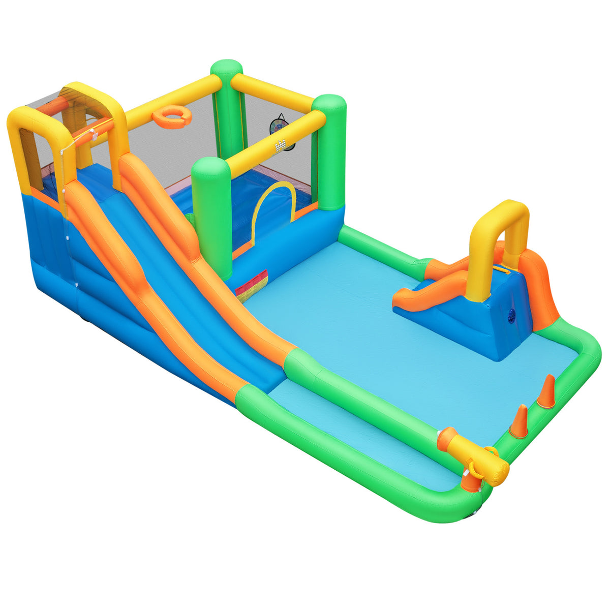 11-in-1 Inflatable Bounce House with Water Slide - Oxford Cloth-Inflatable Water Slides-DECOROLALA