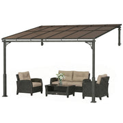 11' x 10' Wall-Mounted Gazebo Pergola - Brown Metal Frame-DECOROLALA