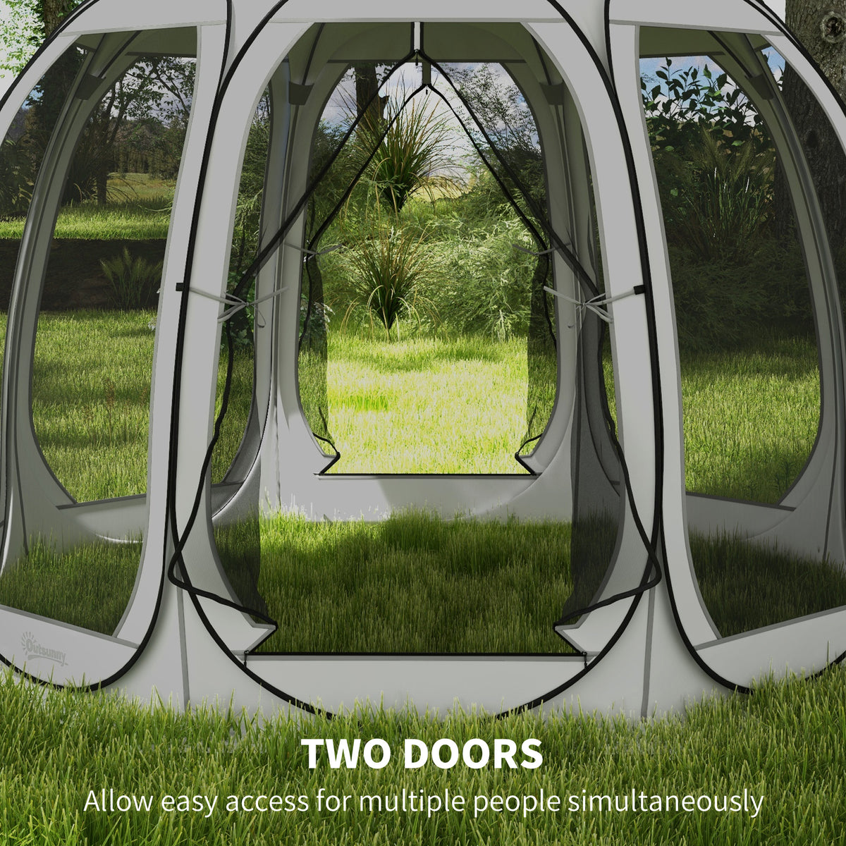 11' x 11.5' Pop Up Screen Tent Gazebo - Grey-Camping Tents-DECOROLALA