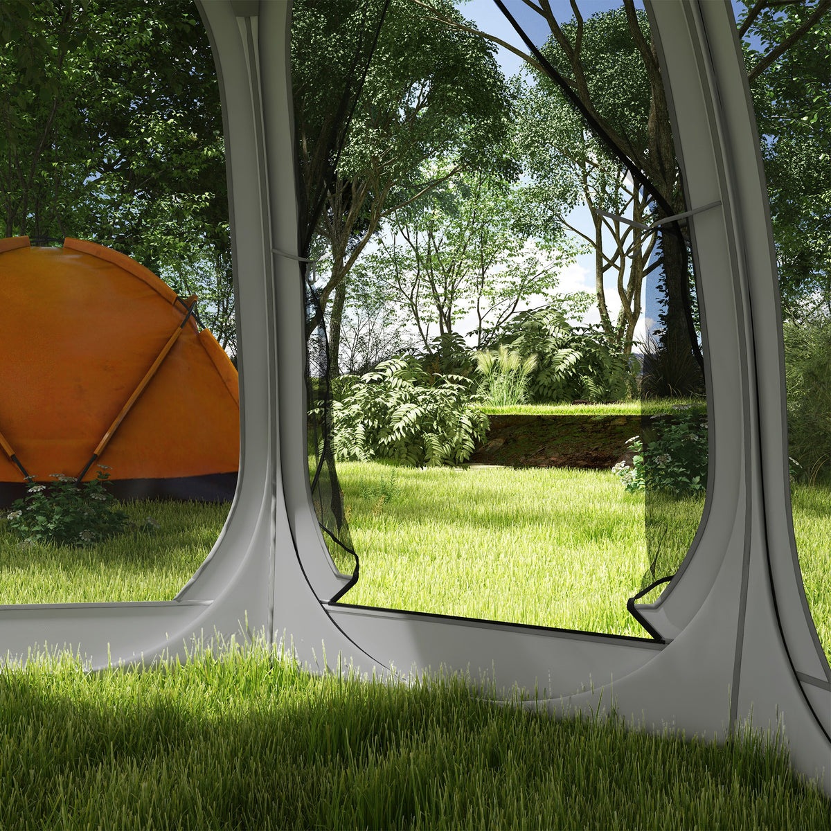 11' x 11.5' Pop Up Screen Tent Gazebo - Grey-Camping Tents-DECOROLALA