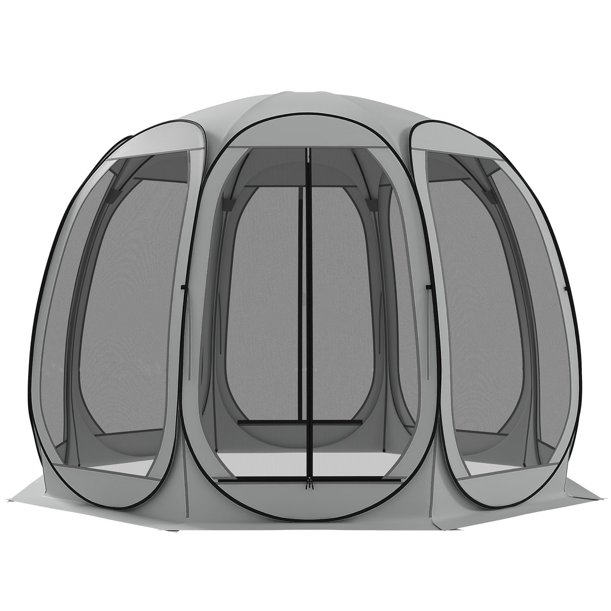11' x 11.5' Pop Up Screen Tent Gazebo - Grey-Camping Tents-DECOROLALA