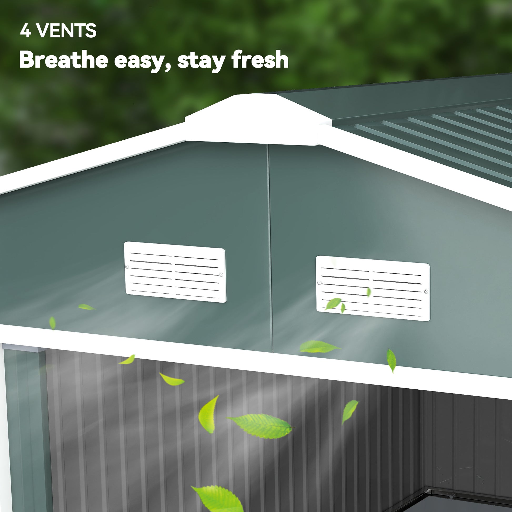 11' x 13' Metal Garden Storage Shed - Green Galvanized Steel-Patio & Garden > Lawn & Garden > Sheds-DECOROLALA