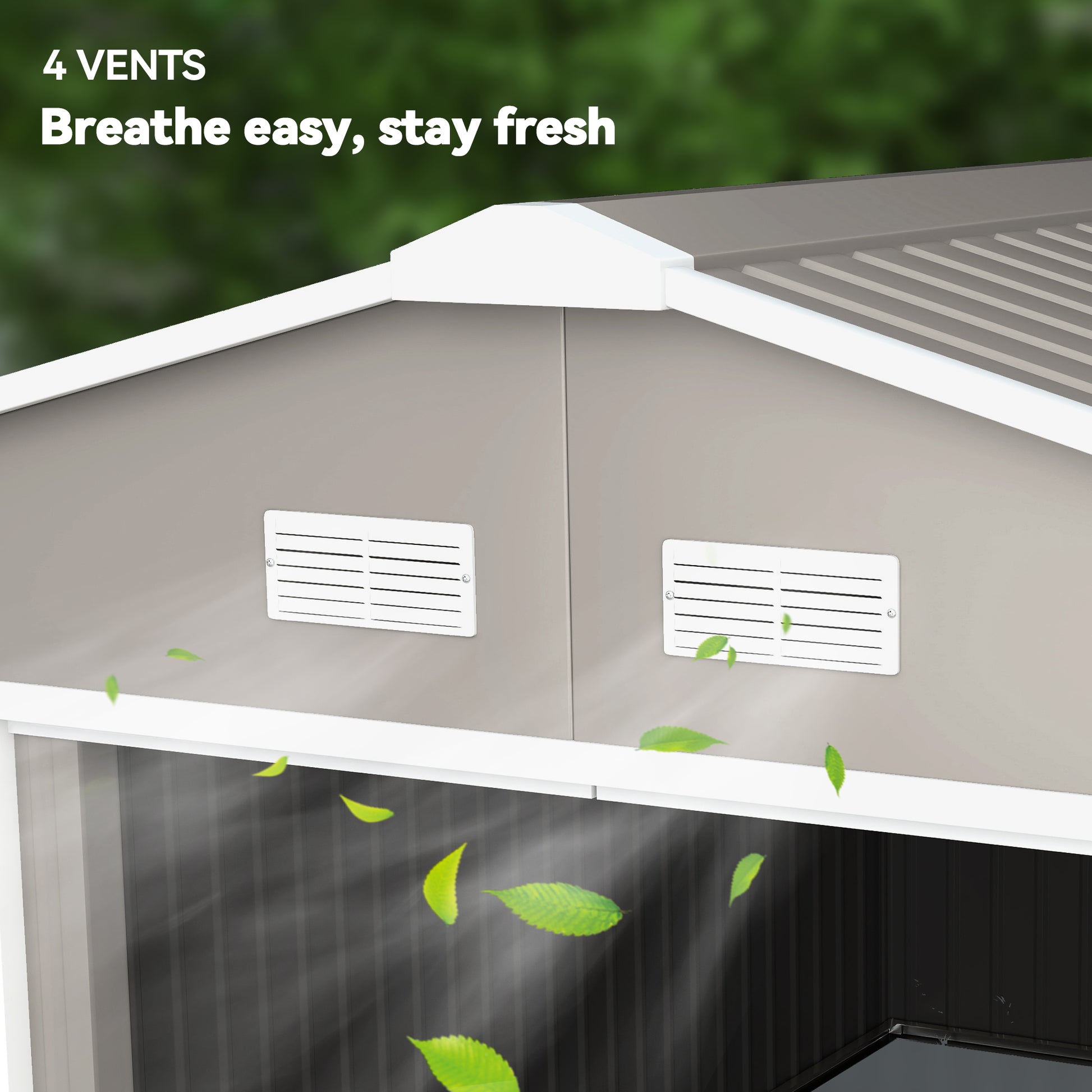 11' x 13' Metal Garden Storage Shed - Light Grey-Patio & Garden > Lawn & Garden > Sheds-DECOROLALA