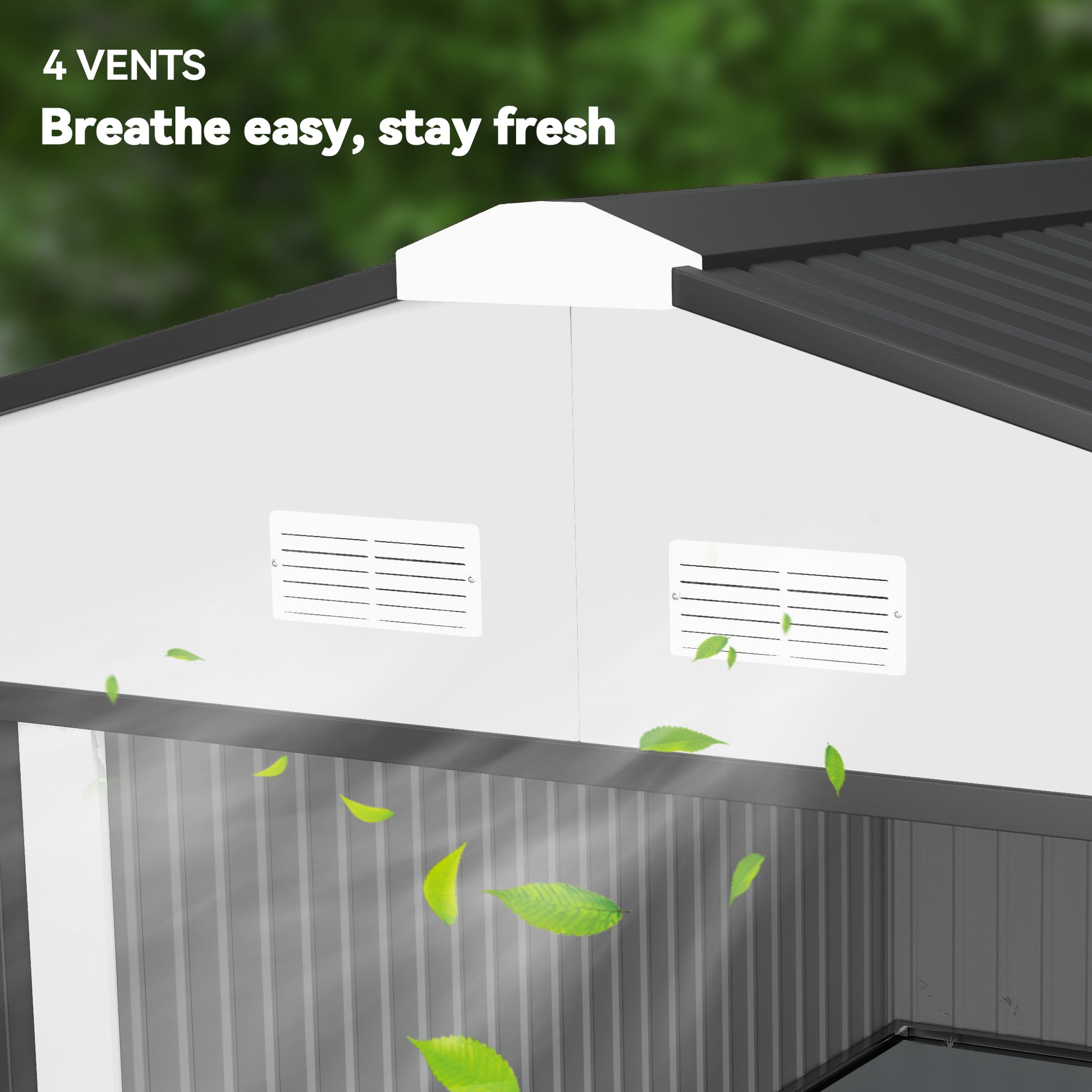 11' x 13' Metal Garden Storage Shed with Foundation - White-Patio & Garden > Lawn & Garden > Sheds-DECOROLALA