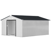 11' x 13' Metal Garden Storage Shed with Foundation - White-Patio & Garden > Lawn & Garden > Sheds-DECOROLALA