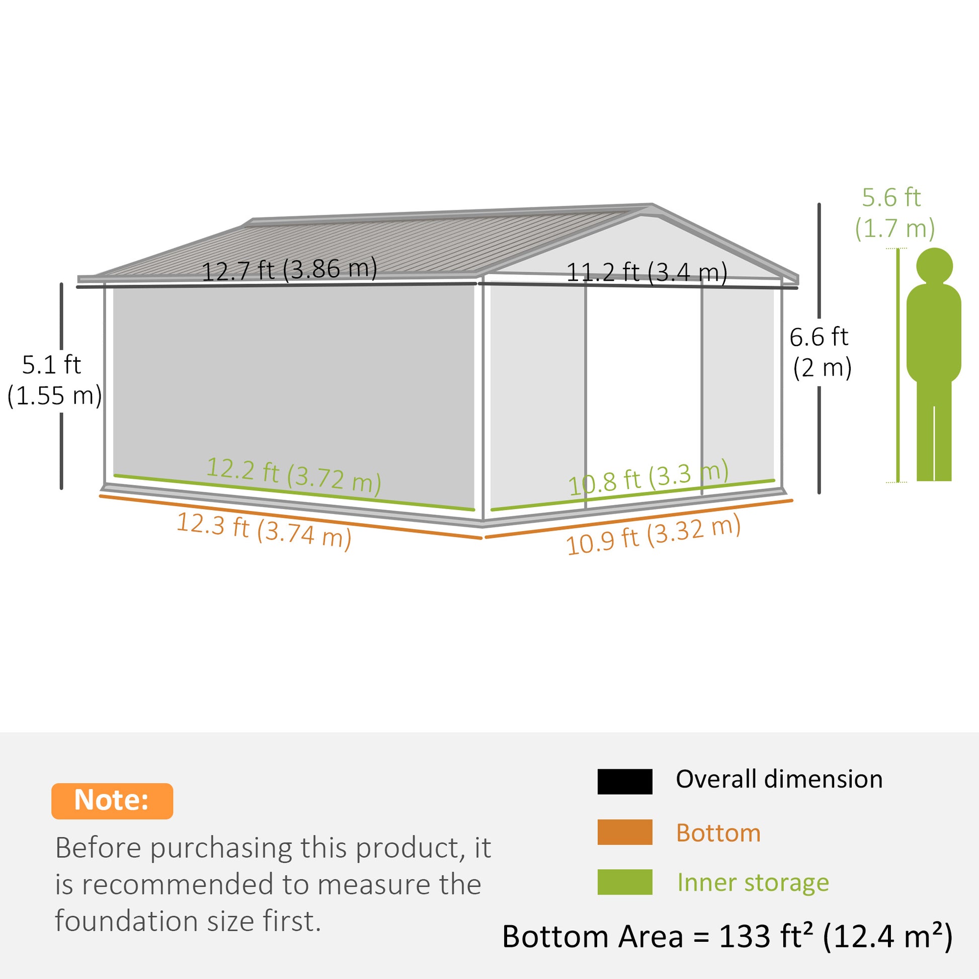 11' x 13' Metal Garden Storage Shed with Foundation - Yellow-Patio & Garden > Lawn & Garden > Sheds-DECOROLALA