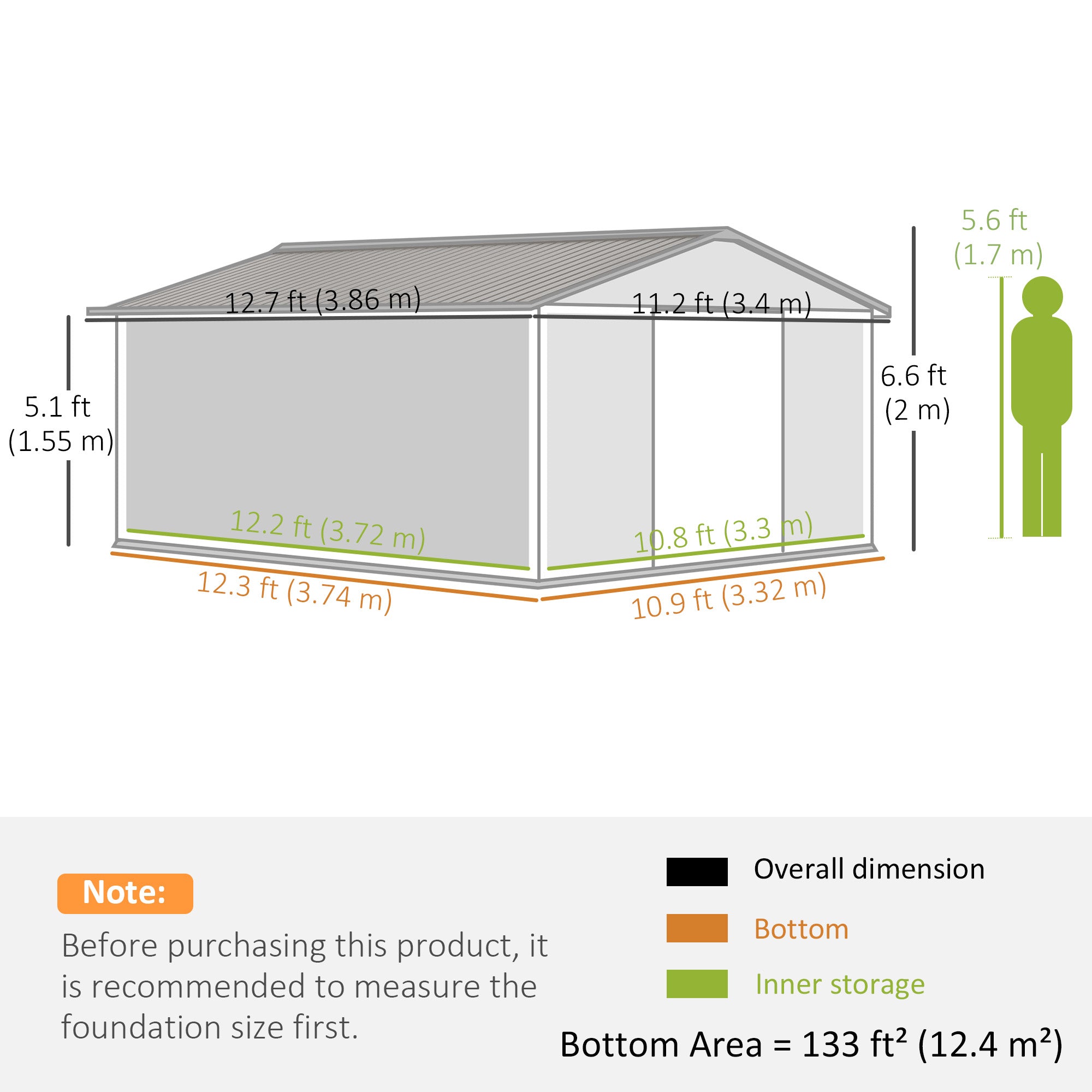 11' x 13' Metal Garden Storage Shed with Foundation - Yellow-Patio & Garden > Lawn & Garden > Sheds-DECOROLALA