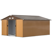 11' x 13' Metal Garden Storage Shed with Foundation - Yellow-Patio & Garden > Lawn & Garden > Sheds-DECOROLALA