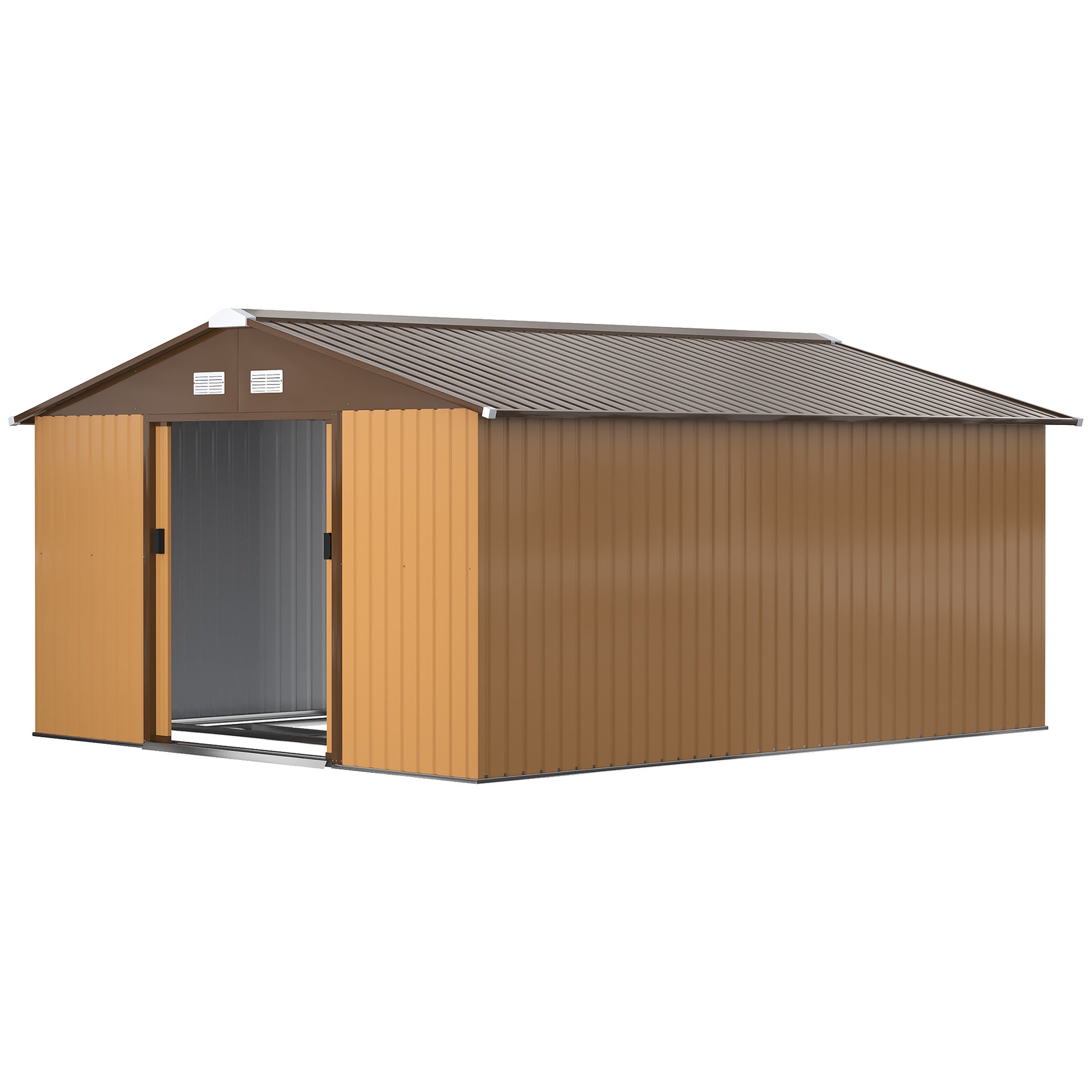 11' x 13' Metal Garden Storage Shed with Foundation - Yellow-Patio & Garden > Lawn & Garden > Sheds-DECOROLALA