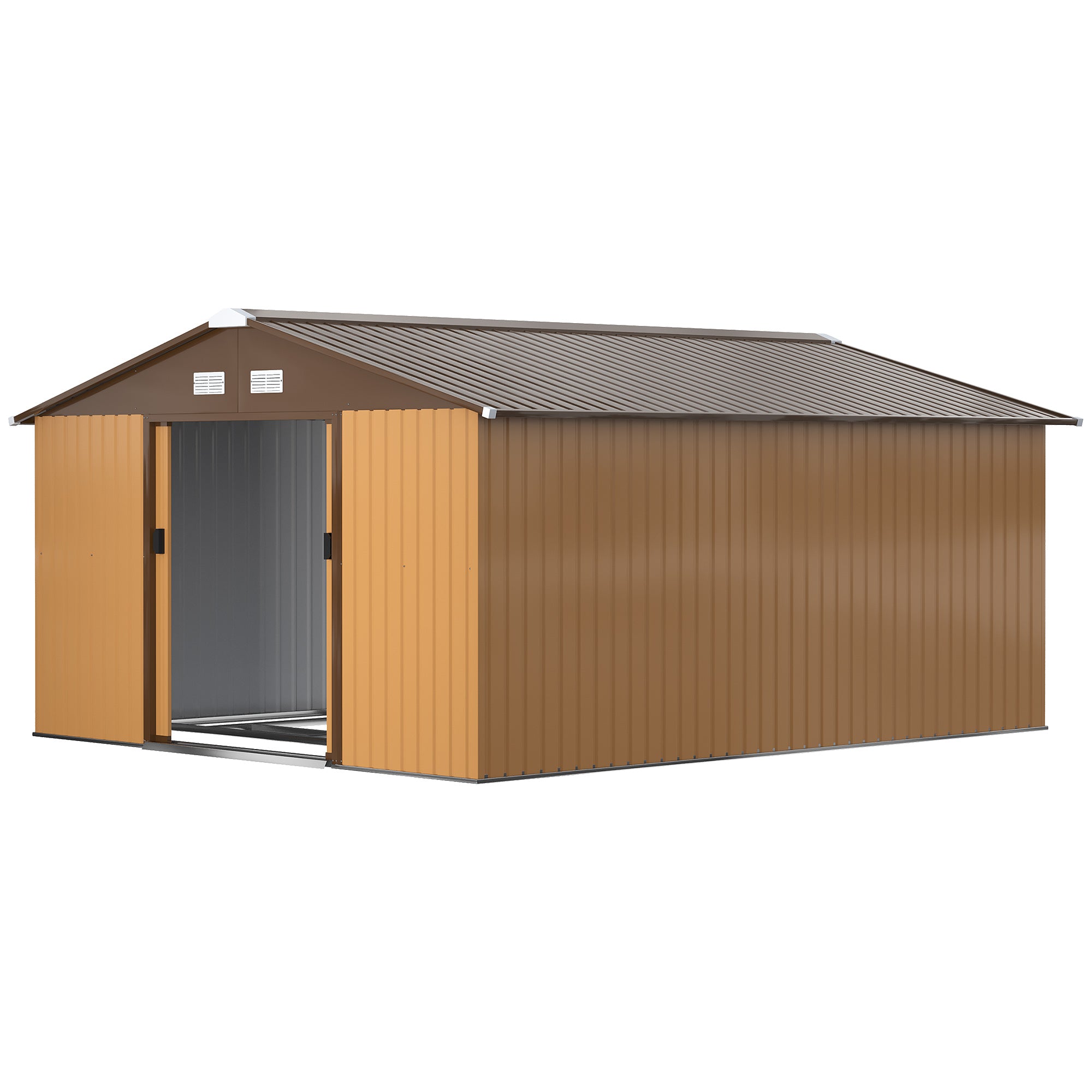 11' x 13' Metal Garden Storage Shed with Foundation - Yellow-Patio & Garden > Lawn & Garden > Sheds-DECOROLALA
