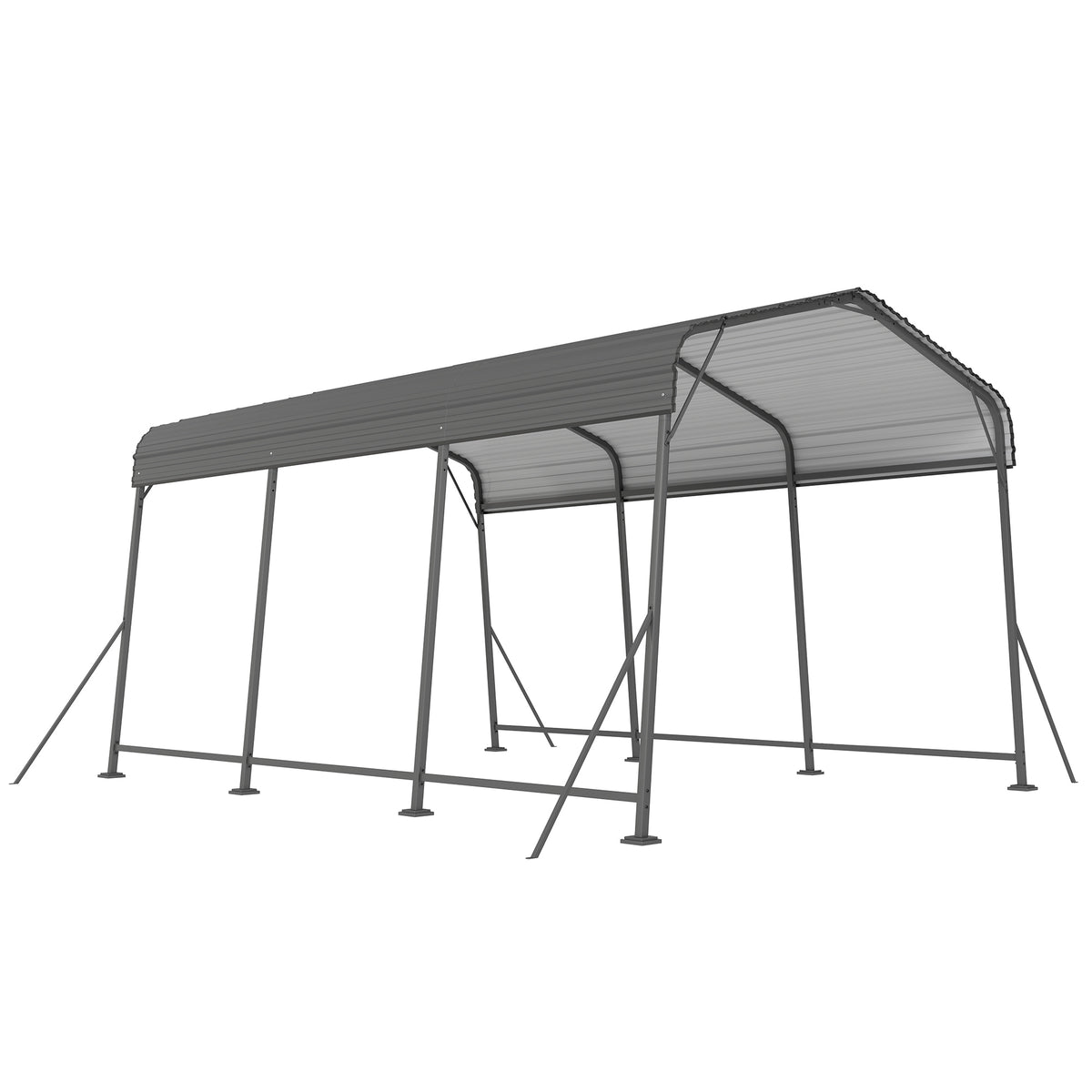 11 x 15ft Metal Carport - Dark Grey Galvanized Steel Roof-Carports-DECOROLALA