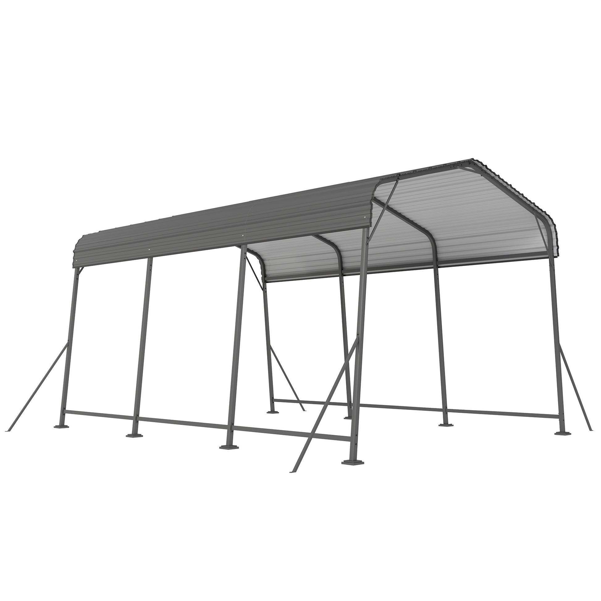 11 x 15ft Metal Carport - Dark Grey Galvanized Steel Roof-Patio & Garden > Wedding & Events Tents > Car Shelters-DECOROLALA