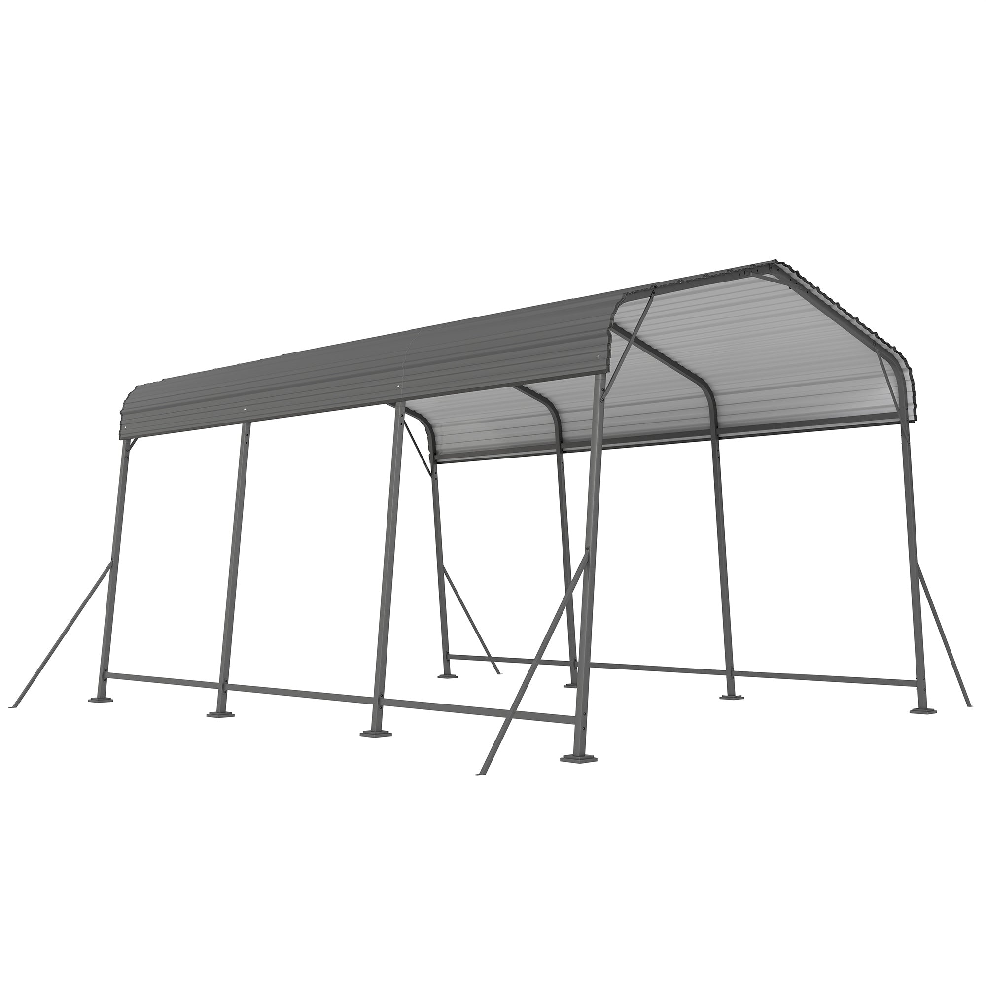 11 x 15ft Metal Carport - Dark Grey Galvanized Steel Roof-Patio & Garden > Wedding & Events Tents > Car Shelters-DECOROLALA