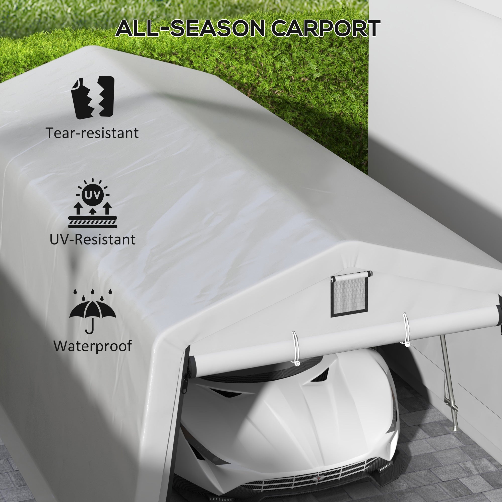 11' x 20' Heavy Duty Portable Garage Carport Canopy - Grey-DECOROLALA