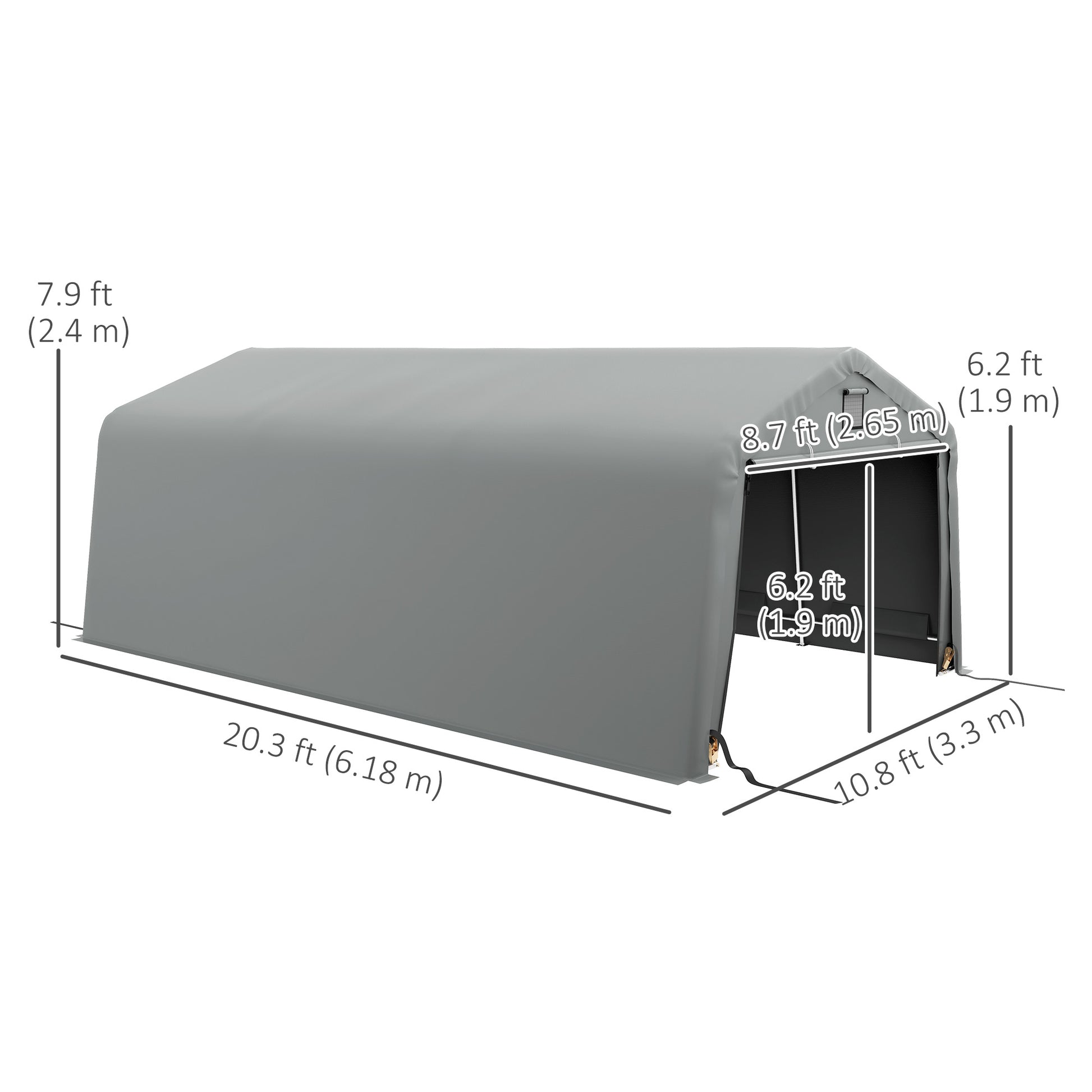 11' x 20' Heavy Duty Portable Garage Carport Canopy - Grey-DECOROLALA
