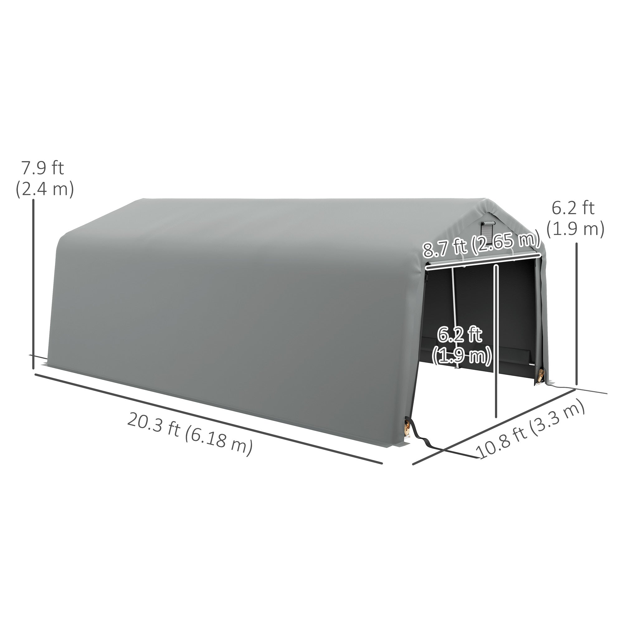 11' x 20' Heavy Duty Portable Garage Carport Canopy - Grey-DECOROLALA