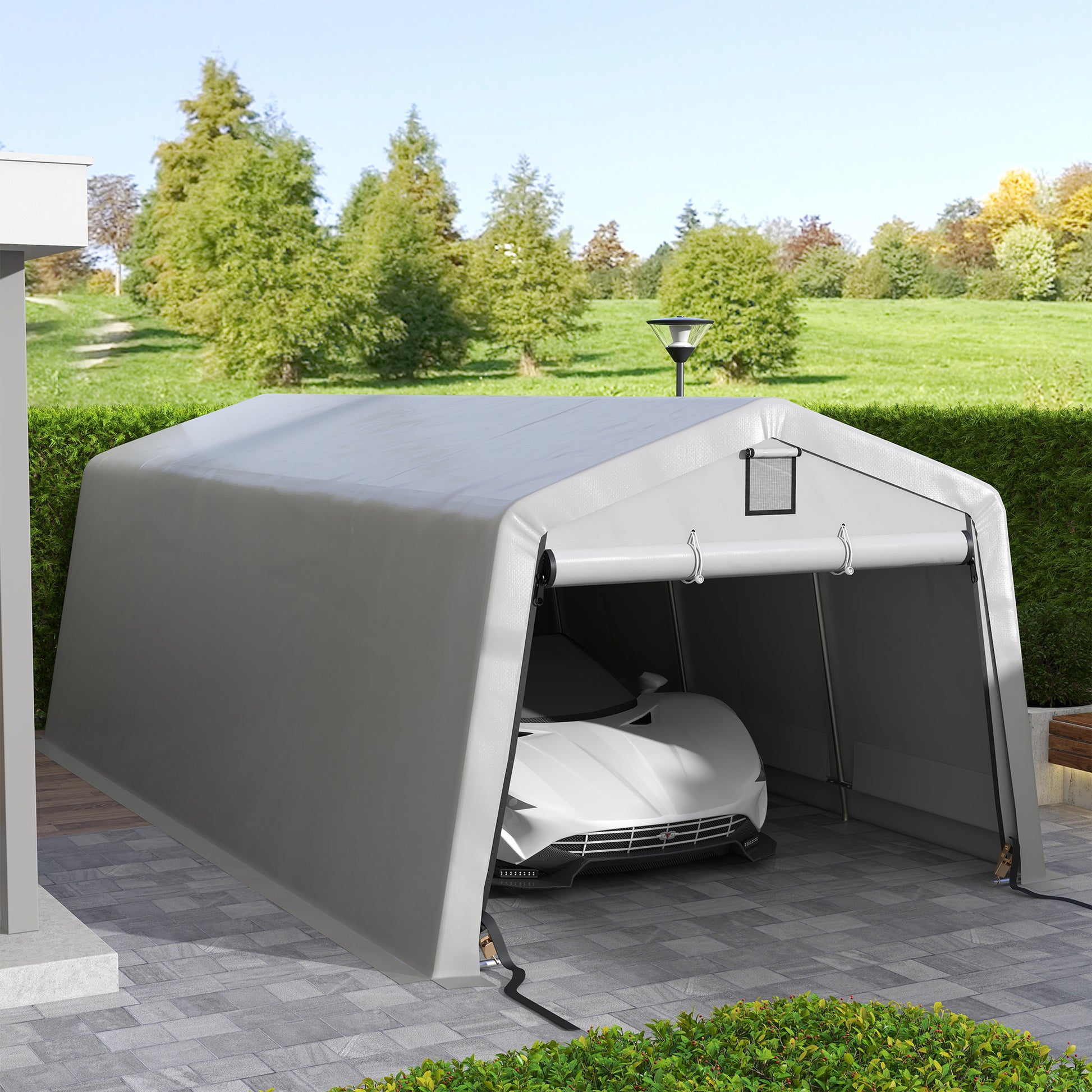 11' x 20' Heavy Duty Portable Garage Carport Canopy - Grey-DECOROLALA