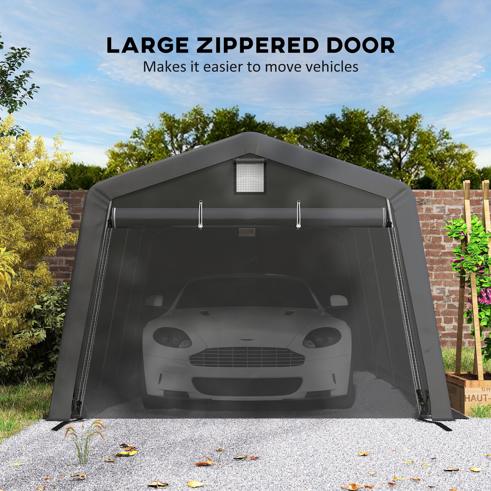 11' x 20' Heavy Duty Portable Garage Carport - Dark Grey-DECOROLALA