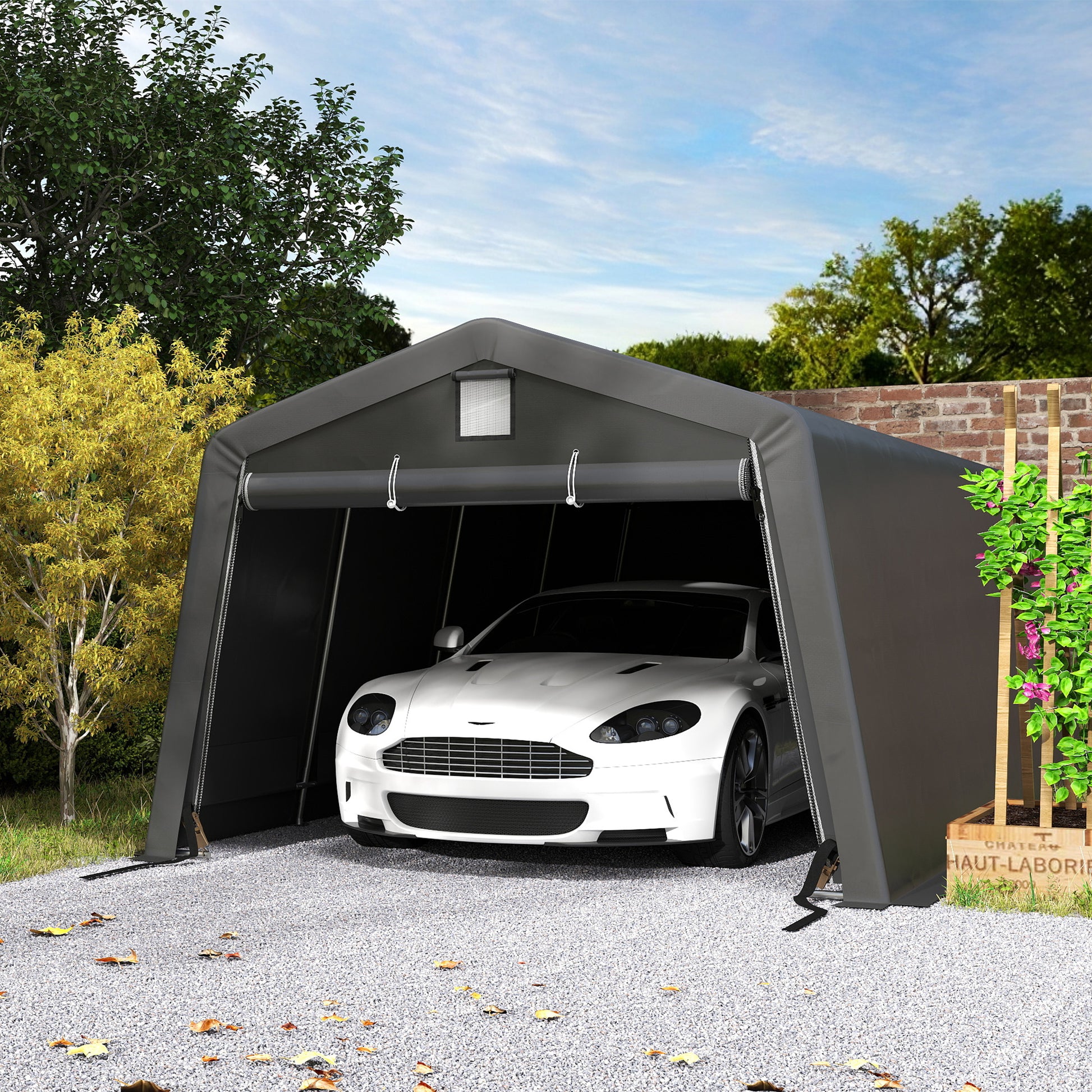 11' x 20' Heavy Duty Portable Garage Carport - Dark Grey-DECOROLALA