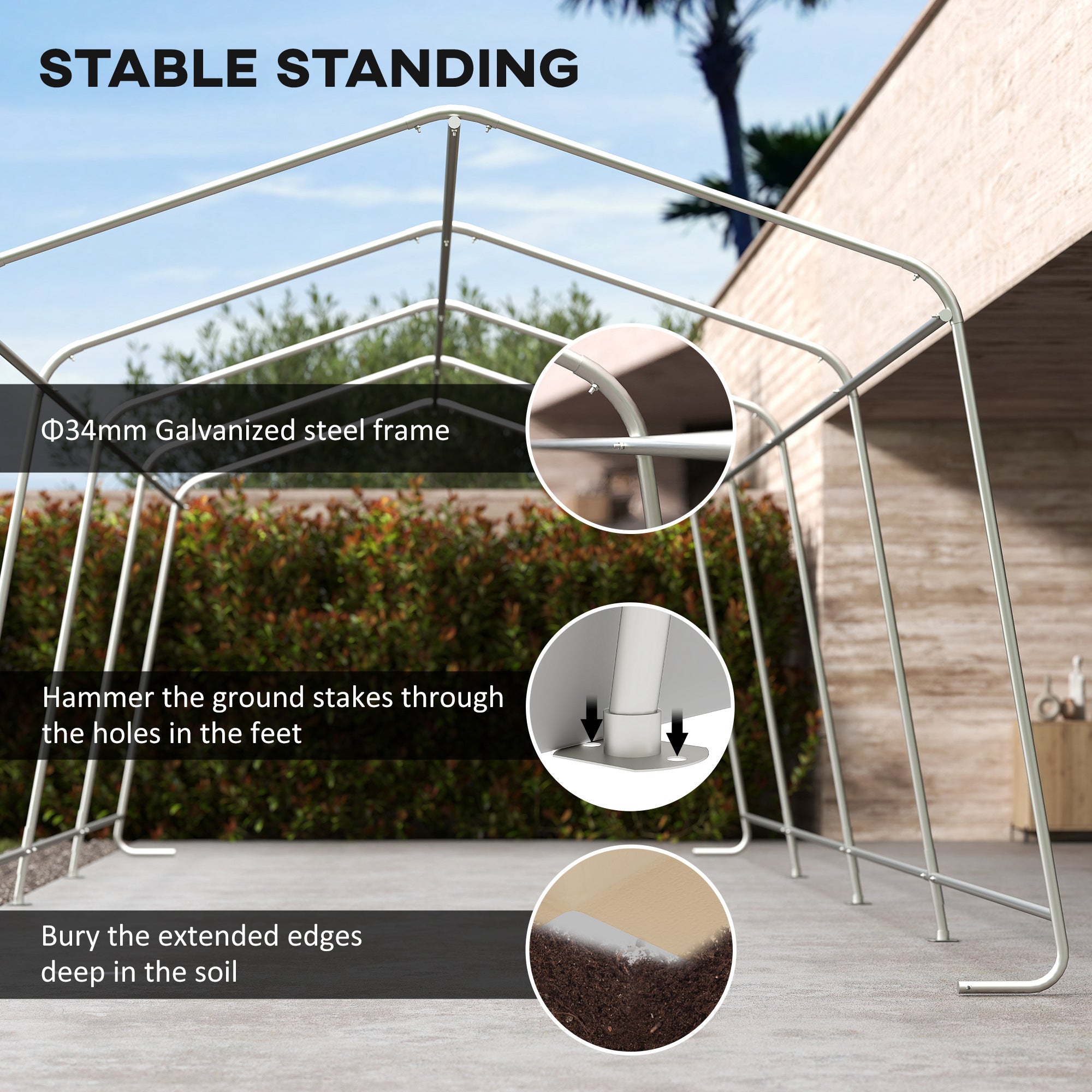 11' x 20' Heavy Duty Portable Garage Carport - Khaki-Patio & Garden > Wedding & Events Tents > Car Shelters-DECOROLALA