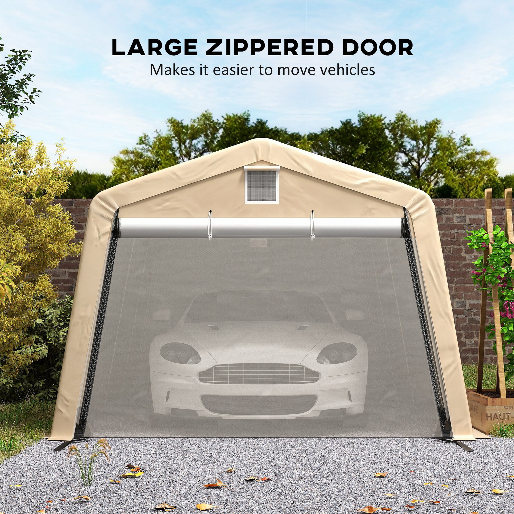 11' x 20' Heavy Duty Portable Garage Carport - Khaki-Patio & Garden > Wedding & Events Tents > Car Shelters-DECOROLALA