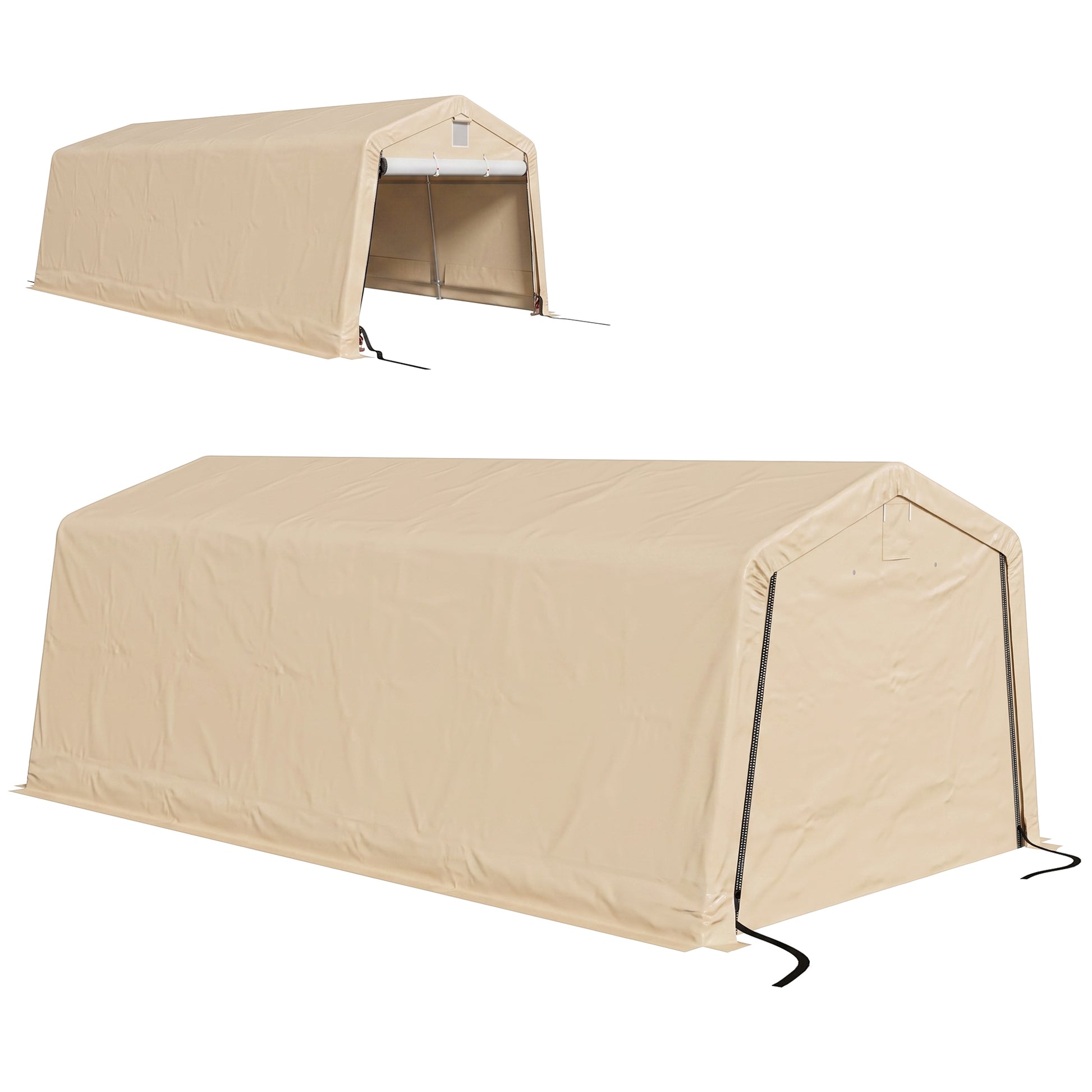 11' x 20' Heavy Duty Portable Garage Carport - Khaki-Patio & Garden > Wedding & Events Tents > Car Shelters-DECOROLALA