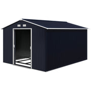 11' x 9' Metal Storage Shed - Dark Grey Galvanized Steel-Patio & Garden > Lawn & Garden > Sheds-DECOROLALA