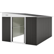 11' x 9' Steel Garden Storage Shed - Dark Grey-Patio & Garden > Lawn & Garden > Sheds-DECOROLALA