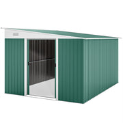 11' x 9' Steel Garden Storage Shed - Green Metal Tool House-Patio & Garden > Lawn & Garden > Sheds-DECOROLALA