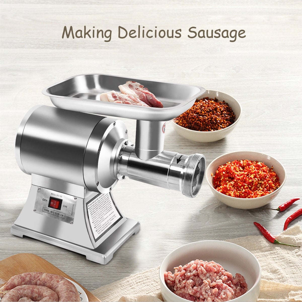 1100W Stainless Steel Heavy Duty #22 Electric Meat Grinder-Food Grinders & Mills-DECOROLALA