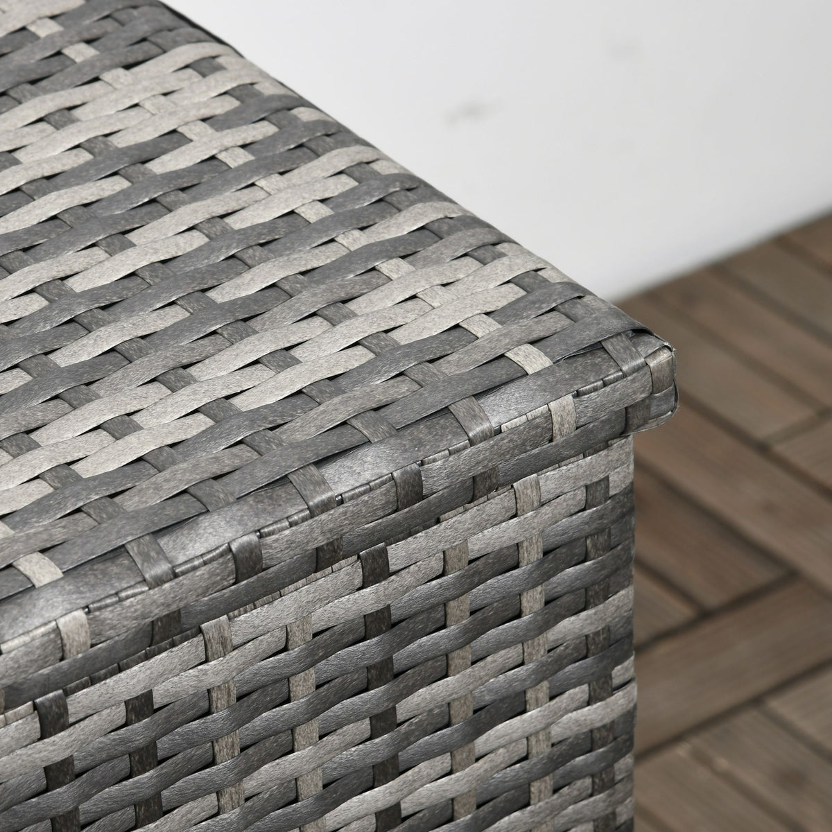 113 Gallon Rattan Deck Box - Grey Waterproof Storage-Outdoor Storage Boxes-DECOROLALA