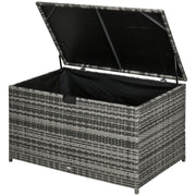 113 Gallon Rattan Deck Box - Grey Waterproof Storage-Outdoor Storage Boxes-DECOROLALA