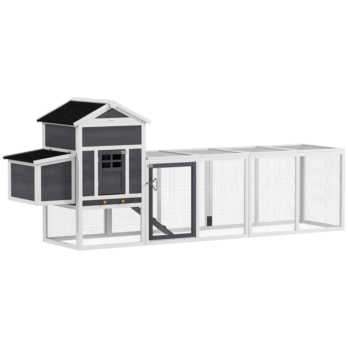 117" Extra Large Wooden Chicken Coop with Nesting Box - Grey-Small Animals-DECOROLALA