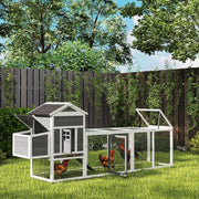 117" Extra Large Wooden Chicken Coop with Nesting Box - Grey-Small Animals-DECOROLALA