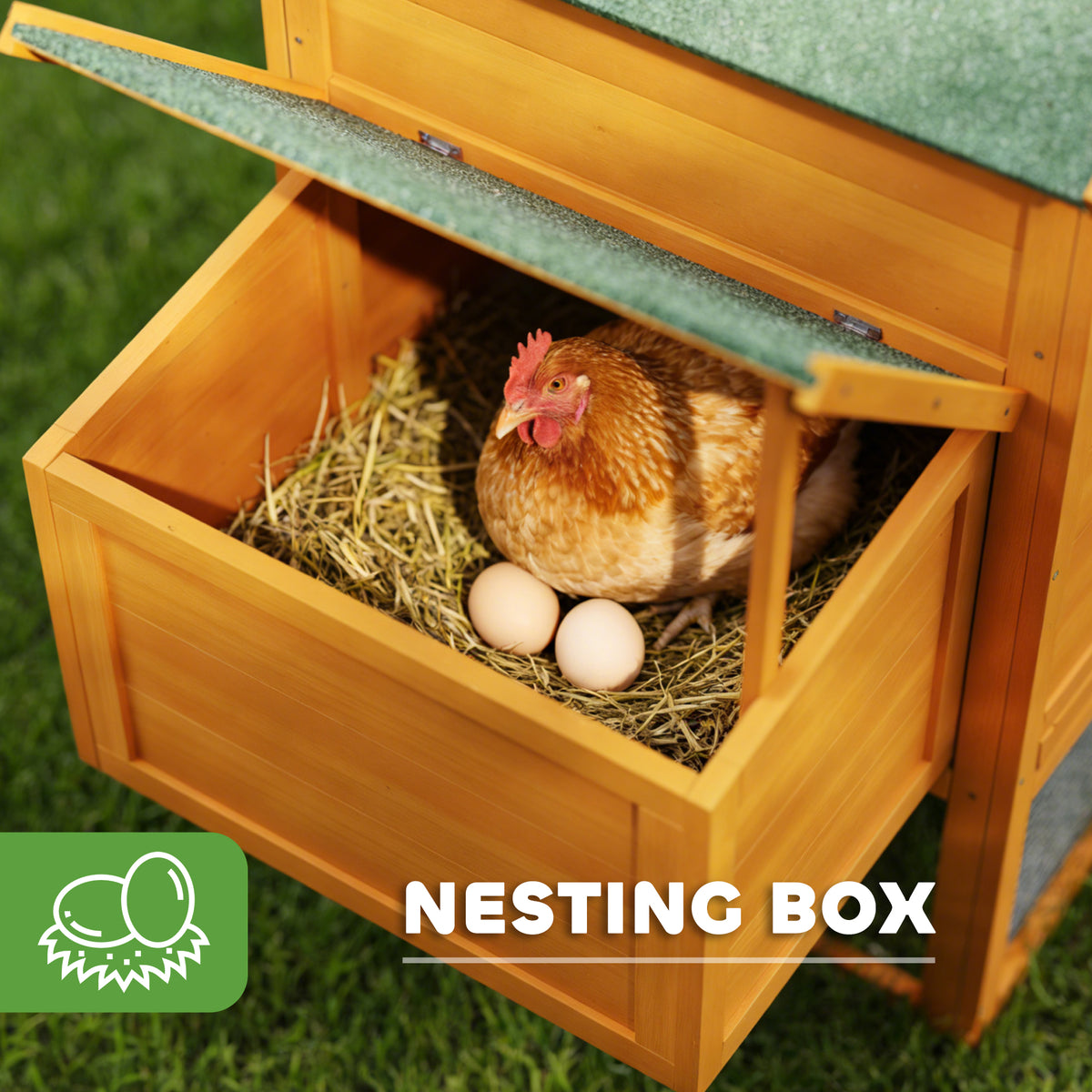 117" Extra Large Wooden Chicken Coop with Nesting Box - Orange-Small Animals-DECOROLALA