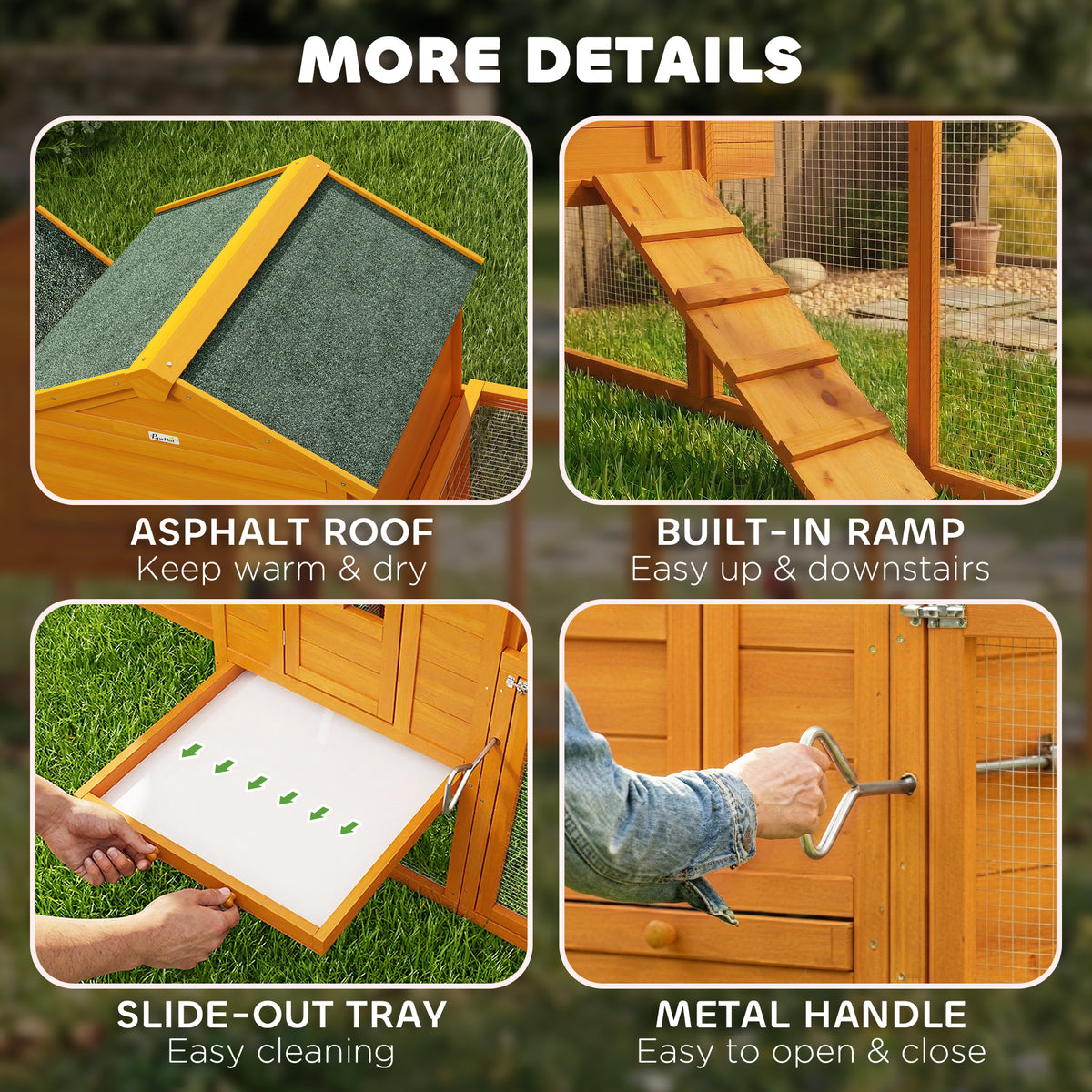 117" Extra Large Wooden Chicken Coop with Nesting Box - Orange-Small Animals-DECOROLALA
