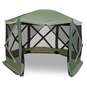 11.5 X 11.5 FT Pop-up Screen House Tent with Portable Carrying Bag-Green-Tents-DECOROLALA