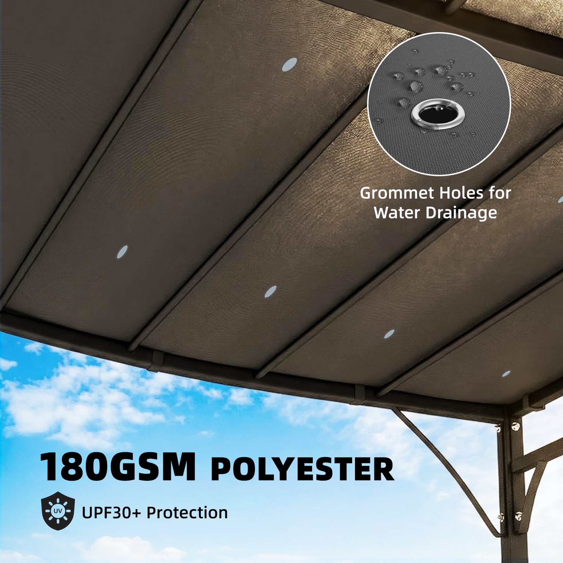 11.5' x 8.2' Wall Mounted Pergola - Dark Grey Metal-DECOROLALA