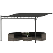 11.5' x 8.2' Wall Mounted Pergola - Dark Grey Metal-DECOROLALA