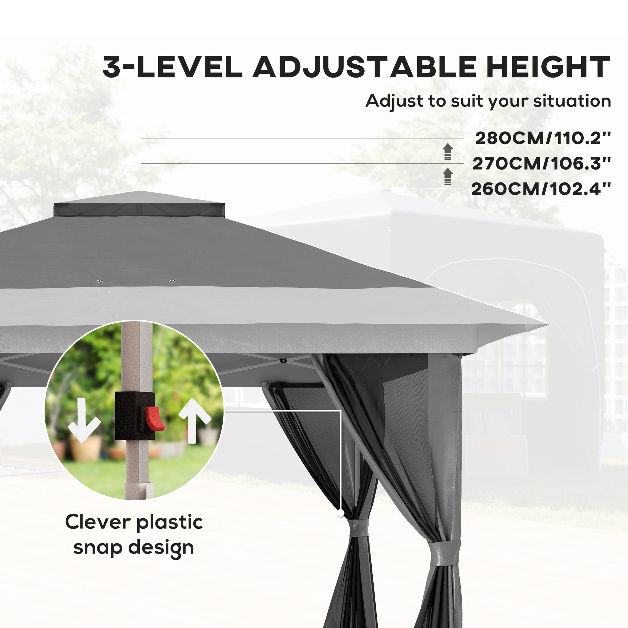 11.7' x 11.7' Pop Up Canopy Tent with Netting - Dark Grey-DECOROLALA