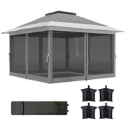 11.7' x 11.7' Pop Up Canopy Tent with Netting - Dark Grey-DECOROLALA