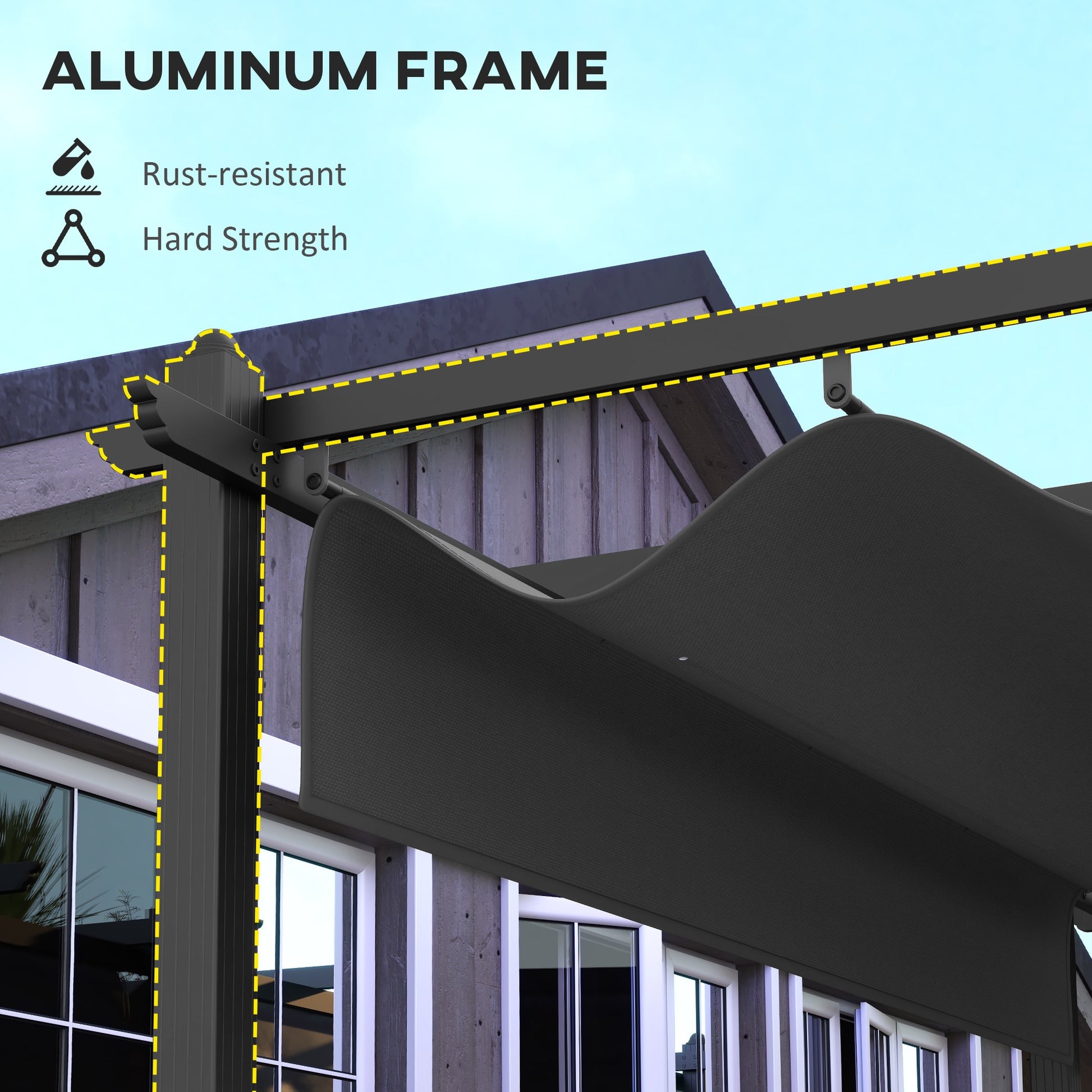 11.7' x 19.6' Retractable Aluminum Pergola - Dark Grey-DECOROLALA