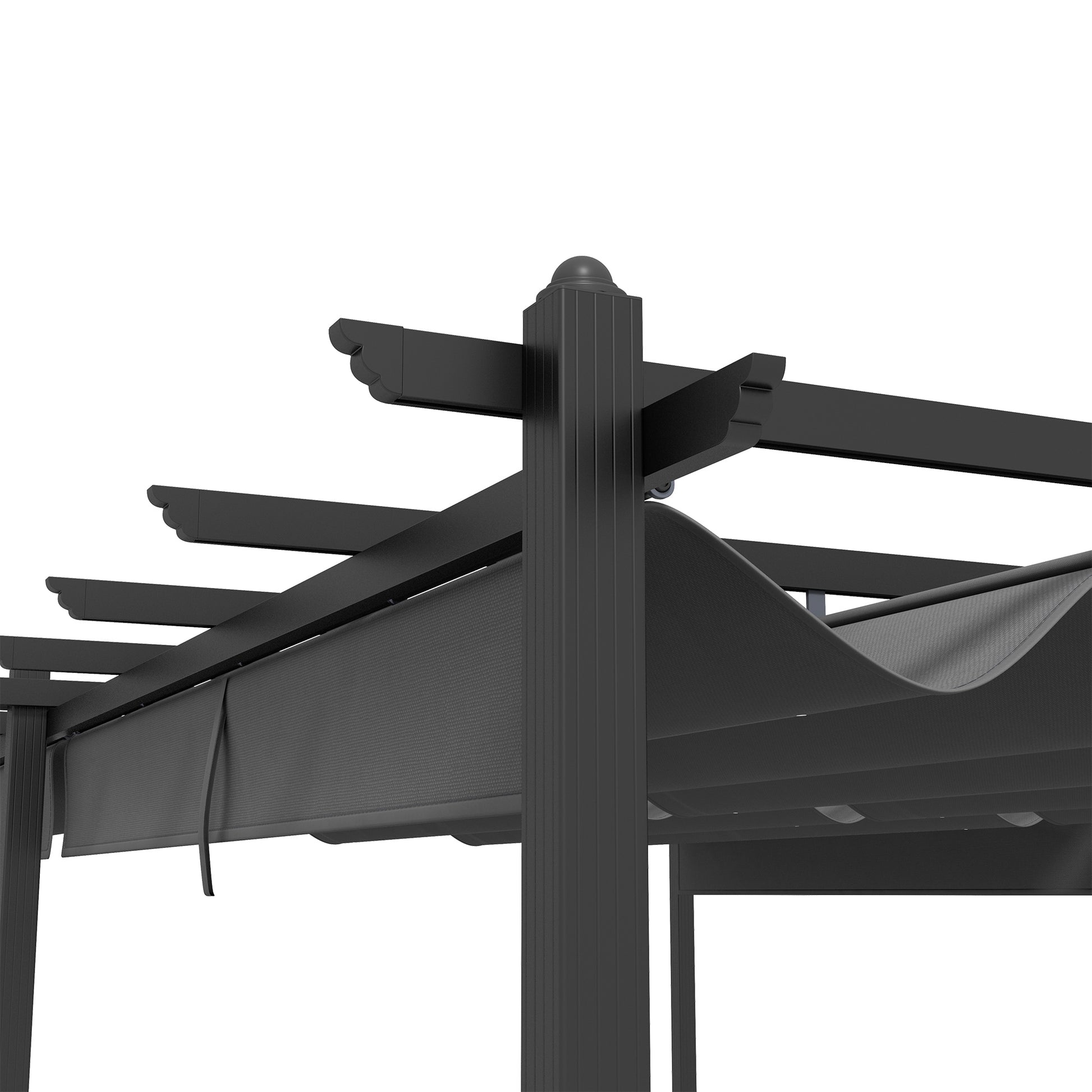 11.7' x 19.6' Retractable Aluminum Pergola - Dark Grey-DECOROLALA