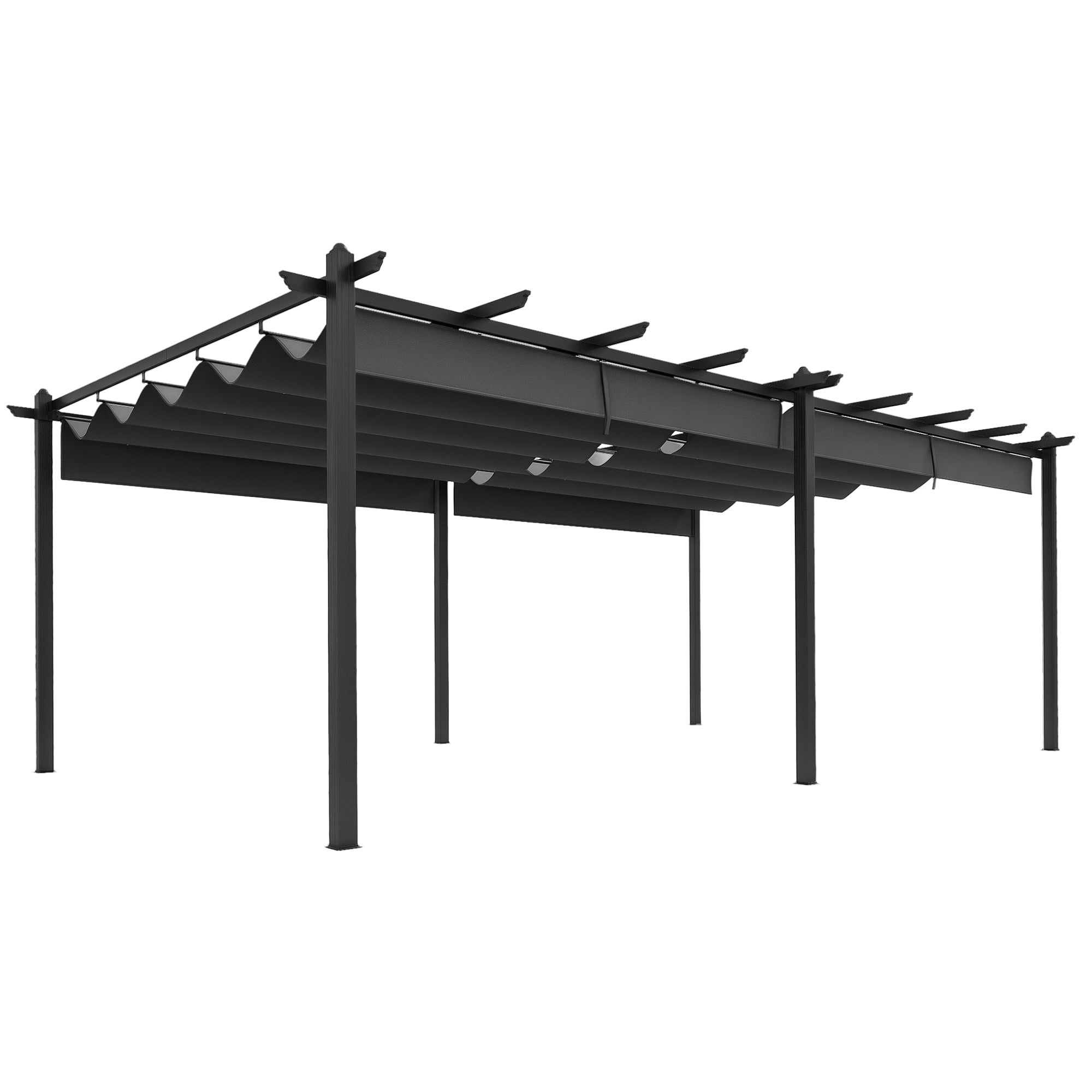 11.7' x 19.6' Retractable Aluminum Pergola - Dark Grey-DECOROLALA