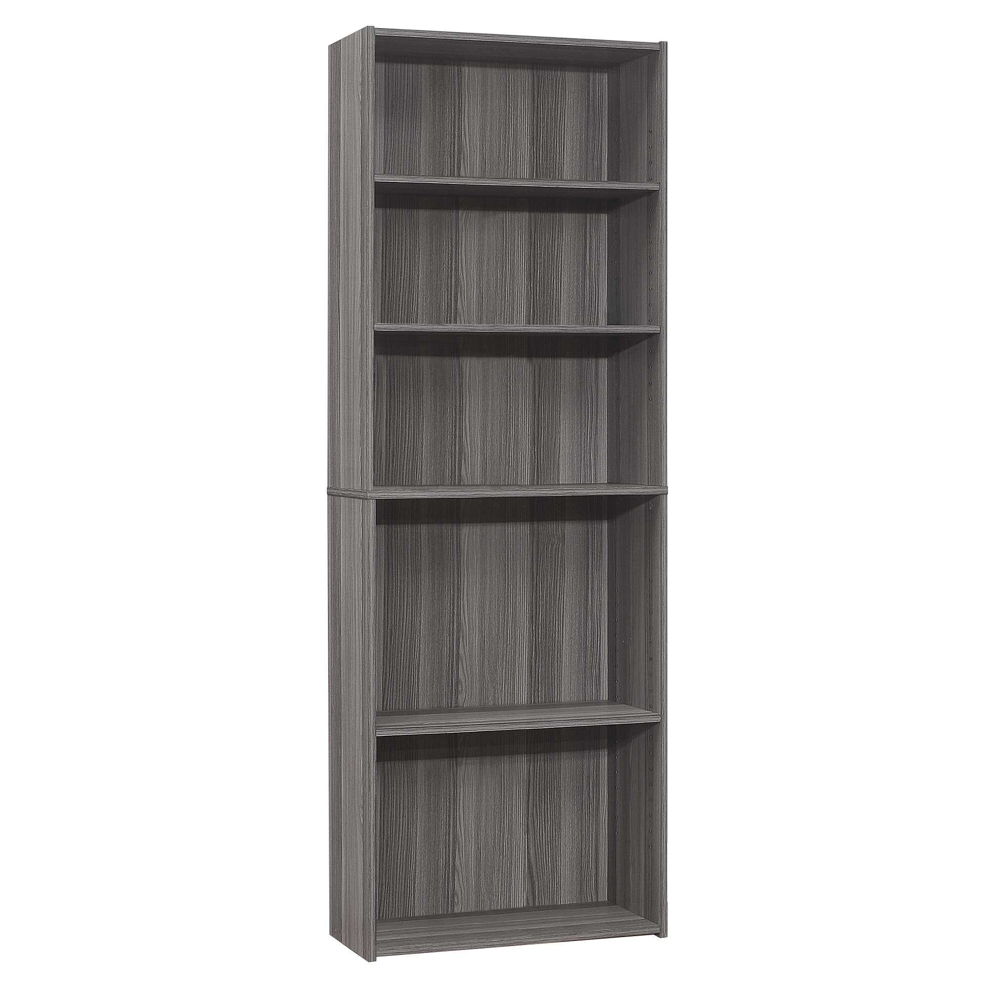 11.75inches x 24.75inches x 71.25inches Grey 5 Shelves Bookcase-Women's Clothing-DECOROLALA