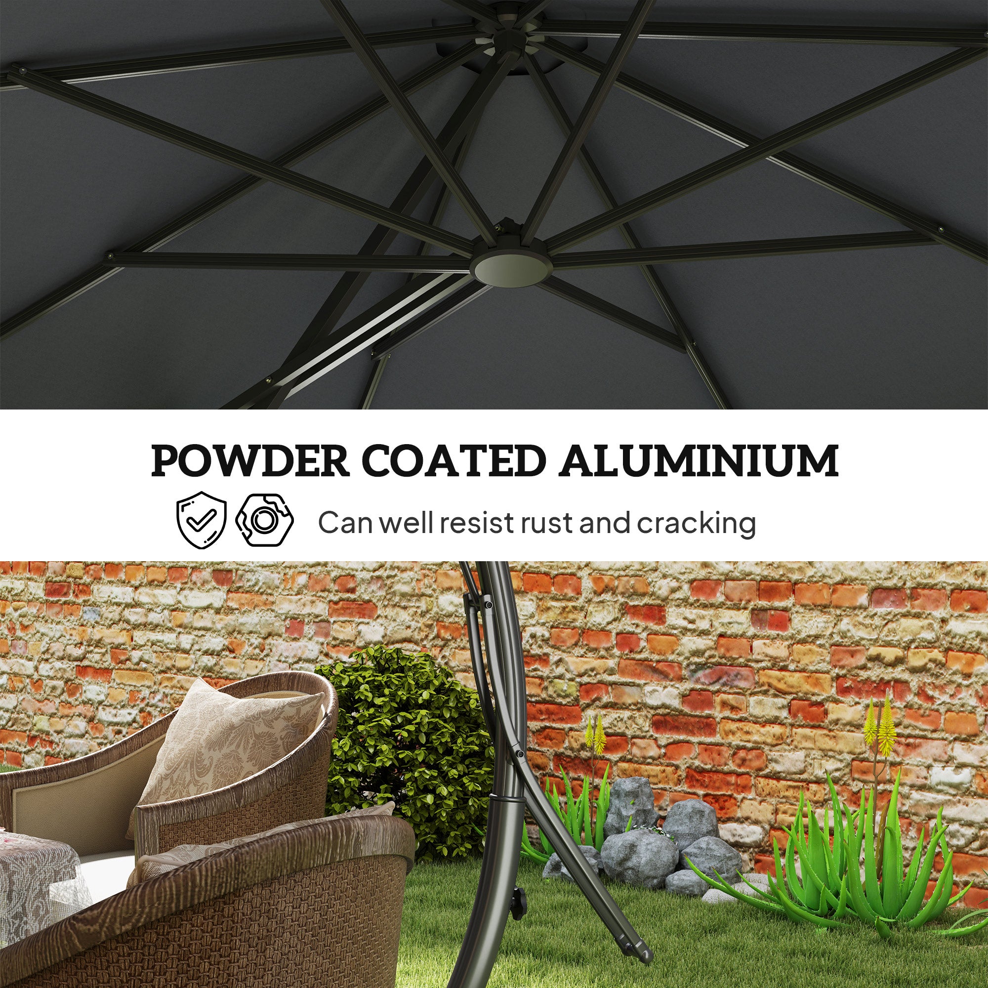 11ft Cantilever Patio Umbrella - Grey UPF 50+-DECOROLALA
