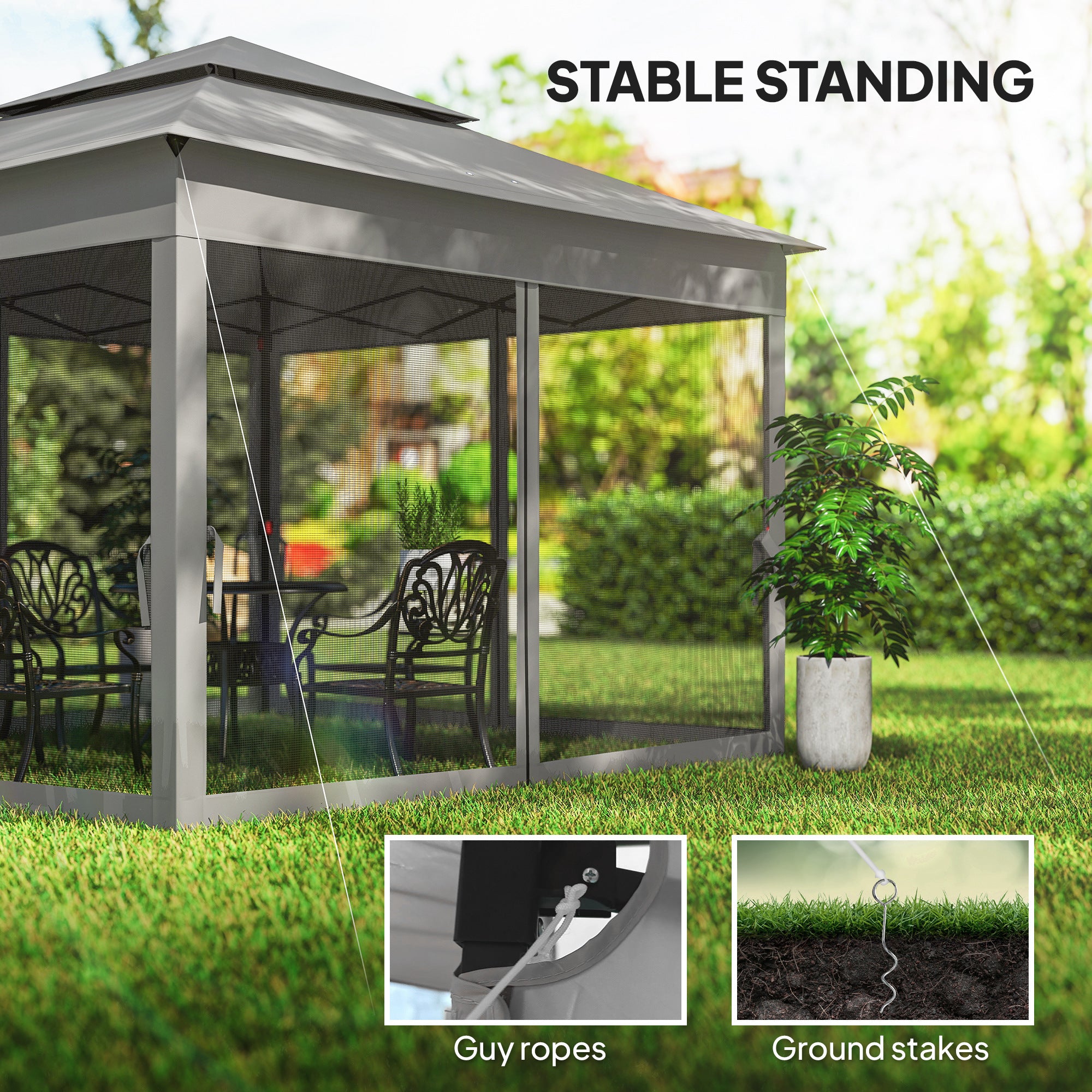 11x11 Pop Up Canopy 2-Tier Dark Grey Tent-DECOROLALA