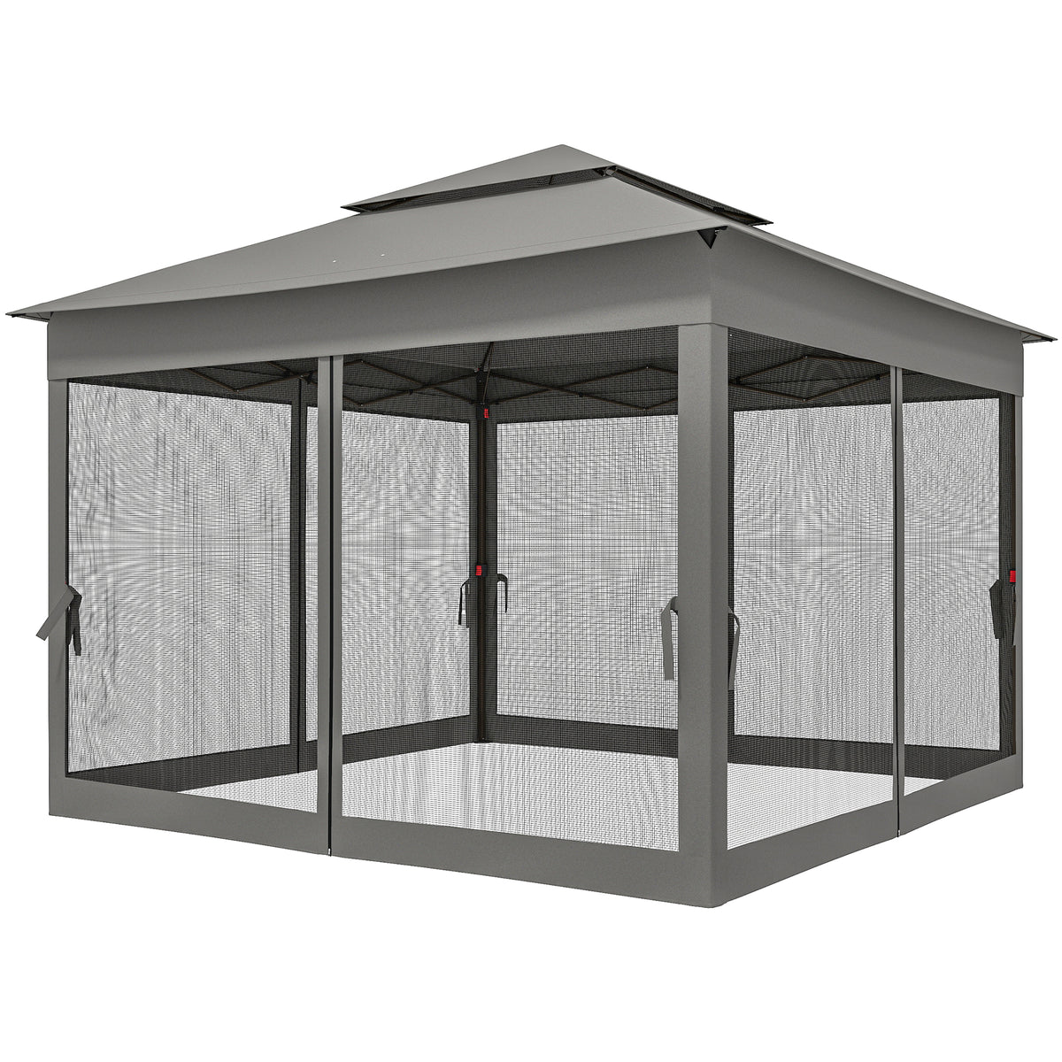 11x11 Pop Up Canopy 2-Tier Dark Grey Tent-Pop-Up Canopies-DECOROLALA